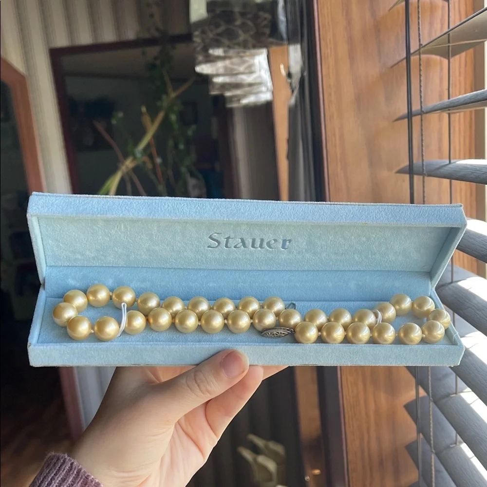 Stauer Cream-Gold Dome faux Pearl set